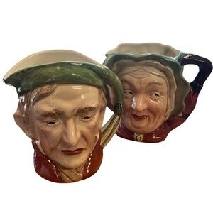 Vintage Beswick Ware Toby England Sairey Gamp Large Mug #371 And Scrooge #372